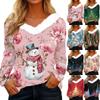 Рубашки с длинным рукавом для женщин Милые топы Рождественские принты Футболки Блузки Повседневные топы больших размеров Базовые топы Пуловеры
