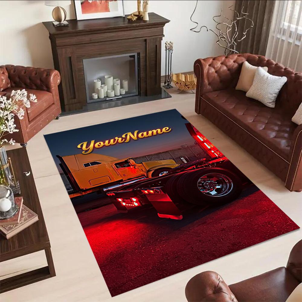 Peterbilt Heavy Trucks Customized Name Area Rug Perfect for Study room Foyer Dining Room Dormitory Anti-slip Rug Anime Office Decor Wedding Party Gift