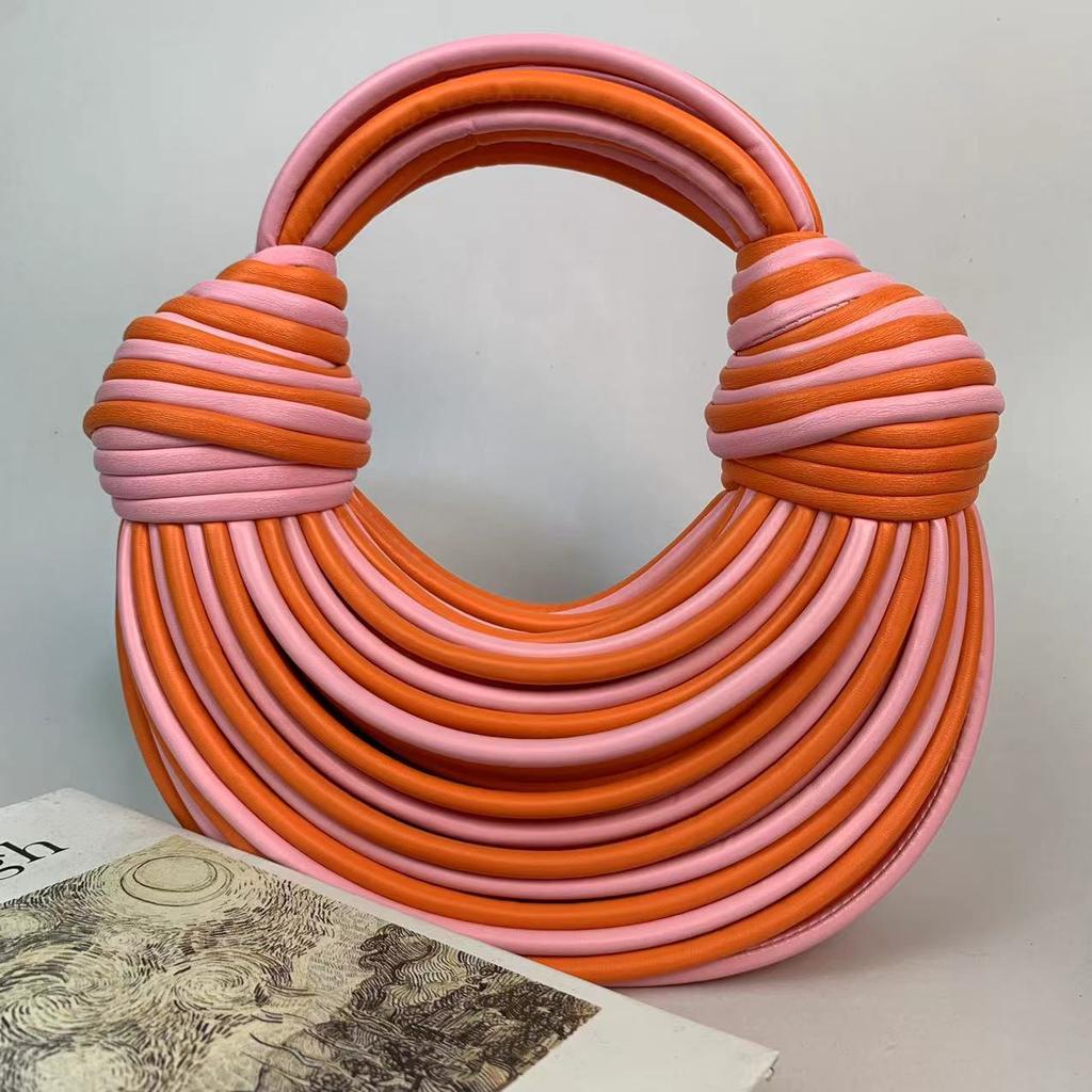 Персонализированная плетеная сумка-мешок, Сумка с узлом из плетеной веревки ручной работы, Нишевая сумка-узел для хлеба и пельменей, Ручная сумка кроссбоди в форме облака