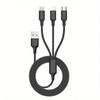 3 In 1 USB Type C Cable Phone Charge Cable Nylon Braided Universal Charging Cord For Iphone 16 15 14 13 12 Pro Max Xiaomi Huawei