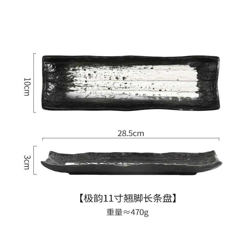 Japanese Ceramic Plate Commercial Creative Cuisine Sushi Sashimi Long Plate Hotel Saury  Long Square