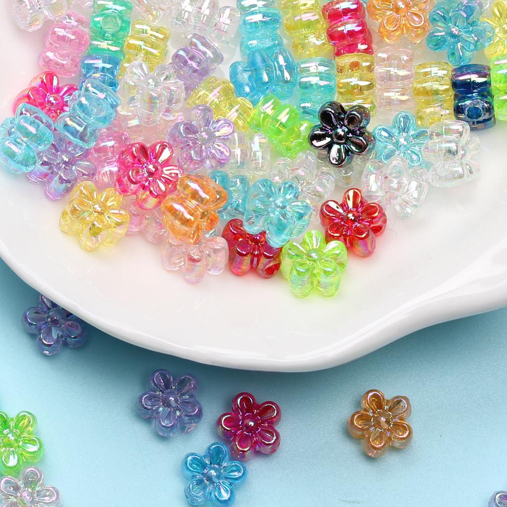 Высококачественные аксессуары ручной работы Бусины-разделители 7 мм Браслет Ожерелье Свободные 200 шт. AB Покрытие DIY Бусины с цветком сливы для изготовления ювелирных изделий Акрил