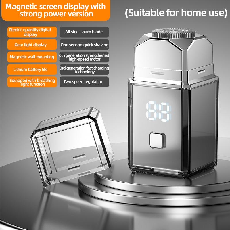 Portable Rechargeable Men's Electric Beard Shaver - Compact Travel Design