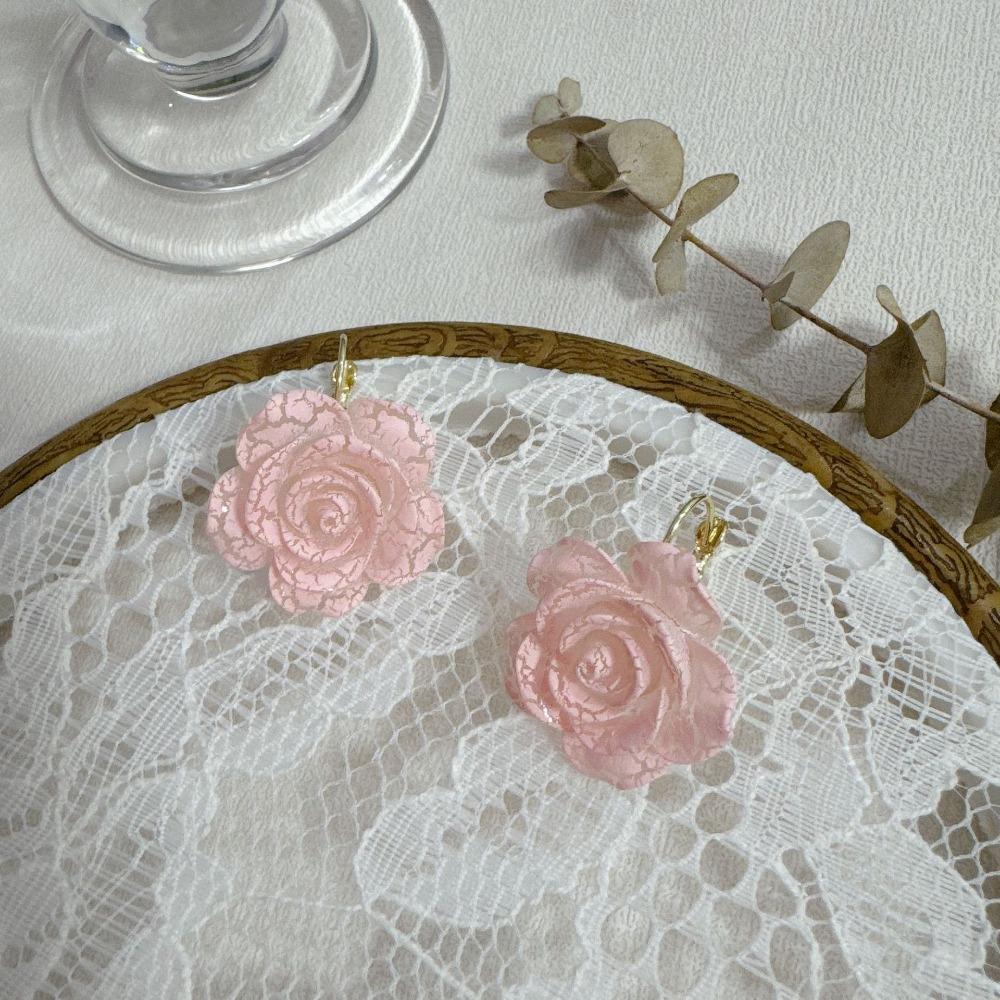 Vacation Rose Flower Earrings Korean Style Women's Jewelry Lovely Flower Stud Earrings Party