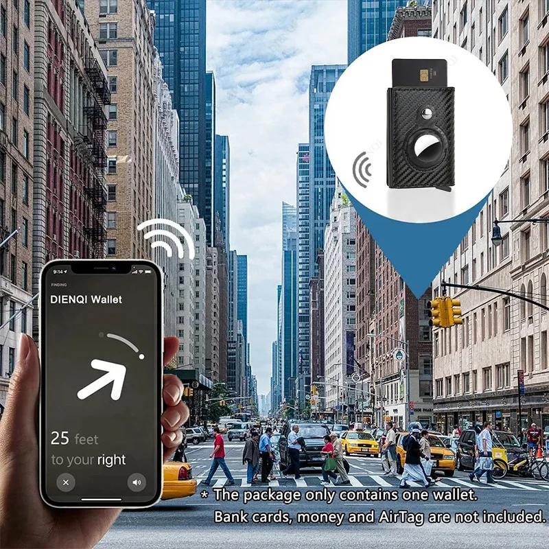 Мужской кошелек для Airtag Держатель карт ID Банковских кредитных карт Антикражный Минималистичный Металлические кошельки Air Tag Мужской Алюминиевый футляр для карт