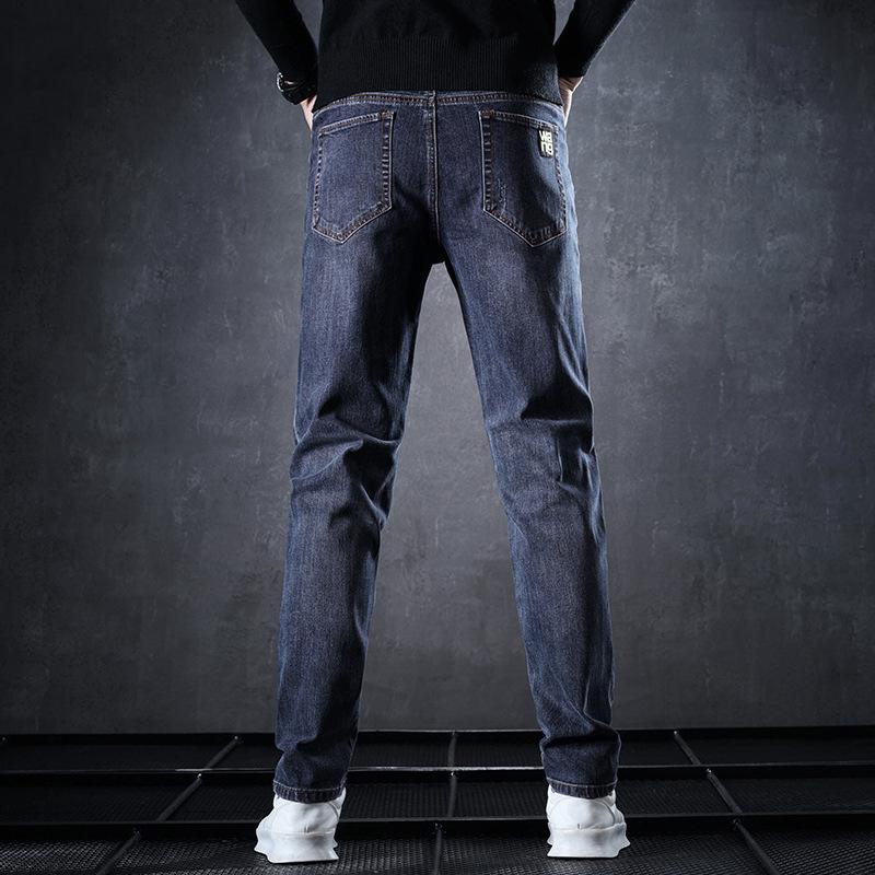Осенне-зимние джинсы мужские прямые свободные зимние мягкие и утолщенные новые тонкие повседневные длинные брюки