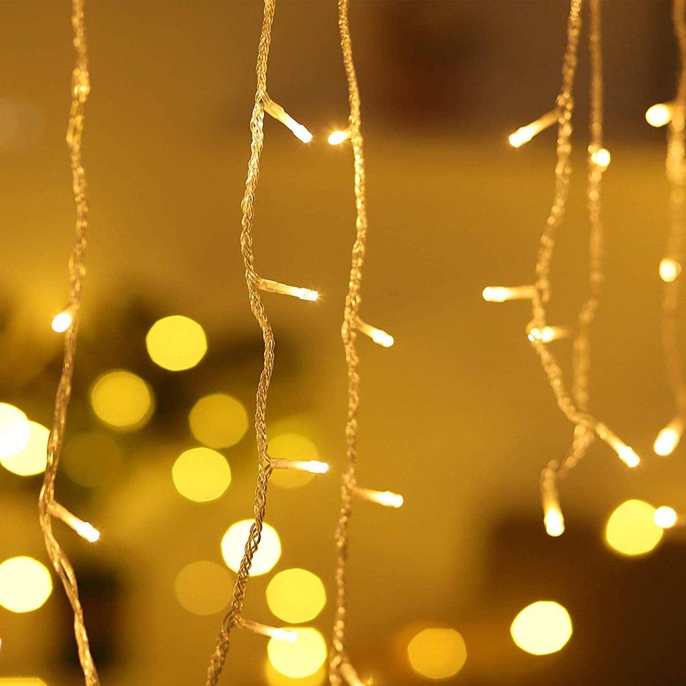 Solar Ice Strip Curtain Lights Waterproof String Lights 8 Modes Wedding Party Indoor and Outdoor Fairytale Decoration Lights