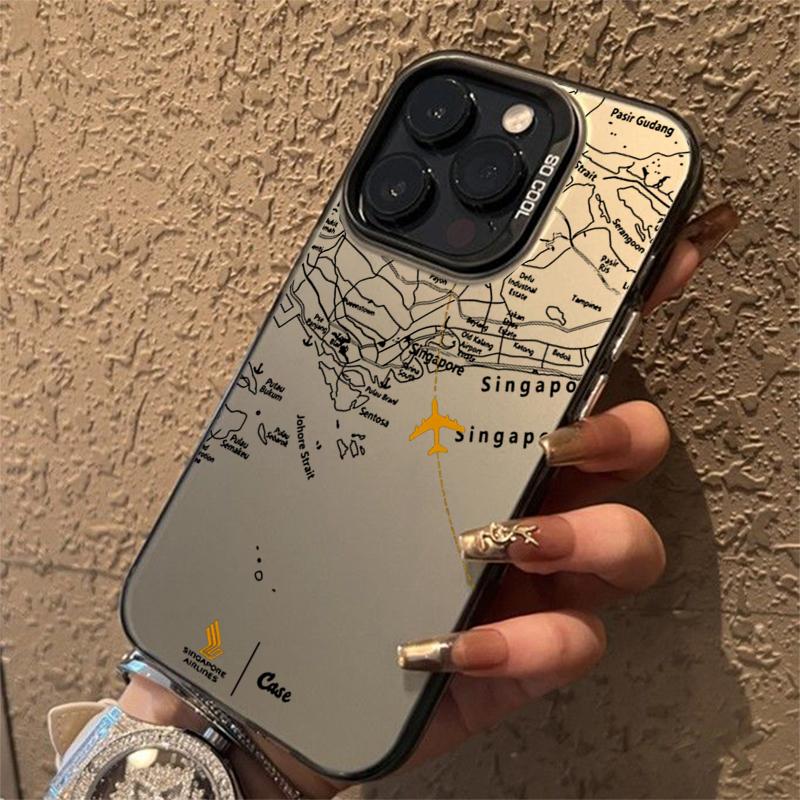 Вдохновленный путешествиями дизайн маршрута самолета Серебристый IMD чехол для Redmi Note 14 13 12 11 10 Pro Plus 5G 12S 11 Redmi 14C 13 Чехол