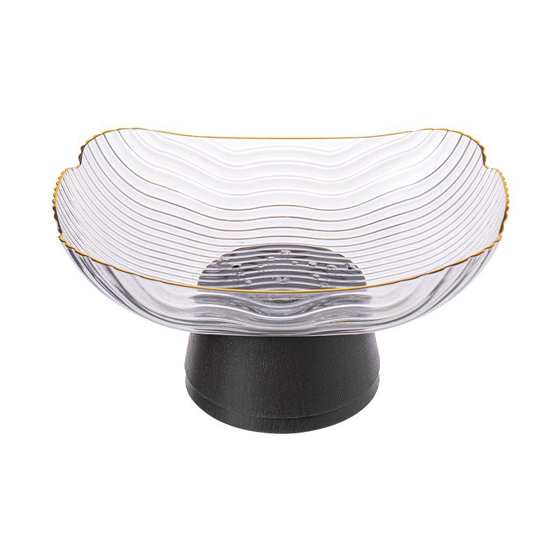 New Chinese high-footed glass fruit plate, high-end household living room coffee table ornament, large-capacity dried fruit box, candy plate.