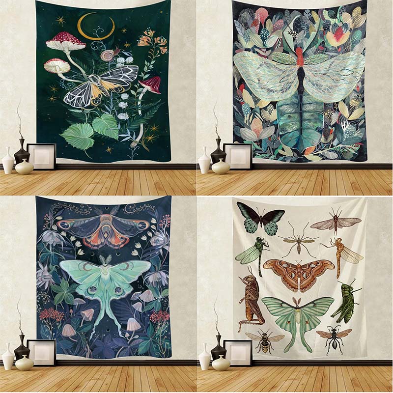 Украшение стены дома Гобелен Красивый фон с бабочками Подвесная ткань Офис Гостиная Гобелен