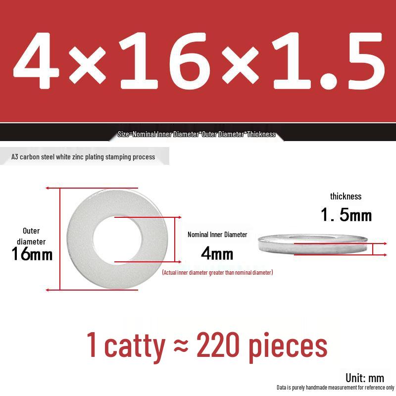 Extra Толстая оцинкованная плоская шайба, круглая, M3-M62