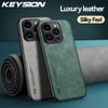 KEYSION Роскошный кожаный чехол для iPhone 15 Pro Max 15 Plus, силиконовый + противоударный чехол из поликарбоната для iPhone 14 13 12 11 Pro Max
