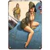 Military PinUp Girl Vintage Metal Tin Signs Sexy Army Lady Hot Woman Funny Wall Decor For Home Bar Pub Garage Coffee Man Cave