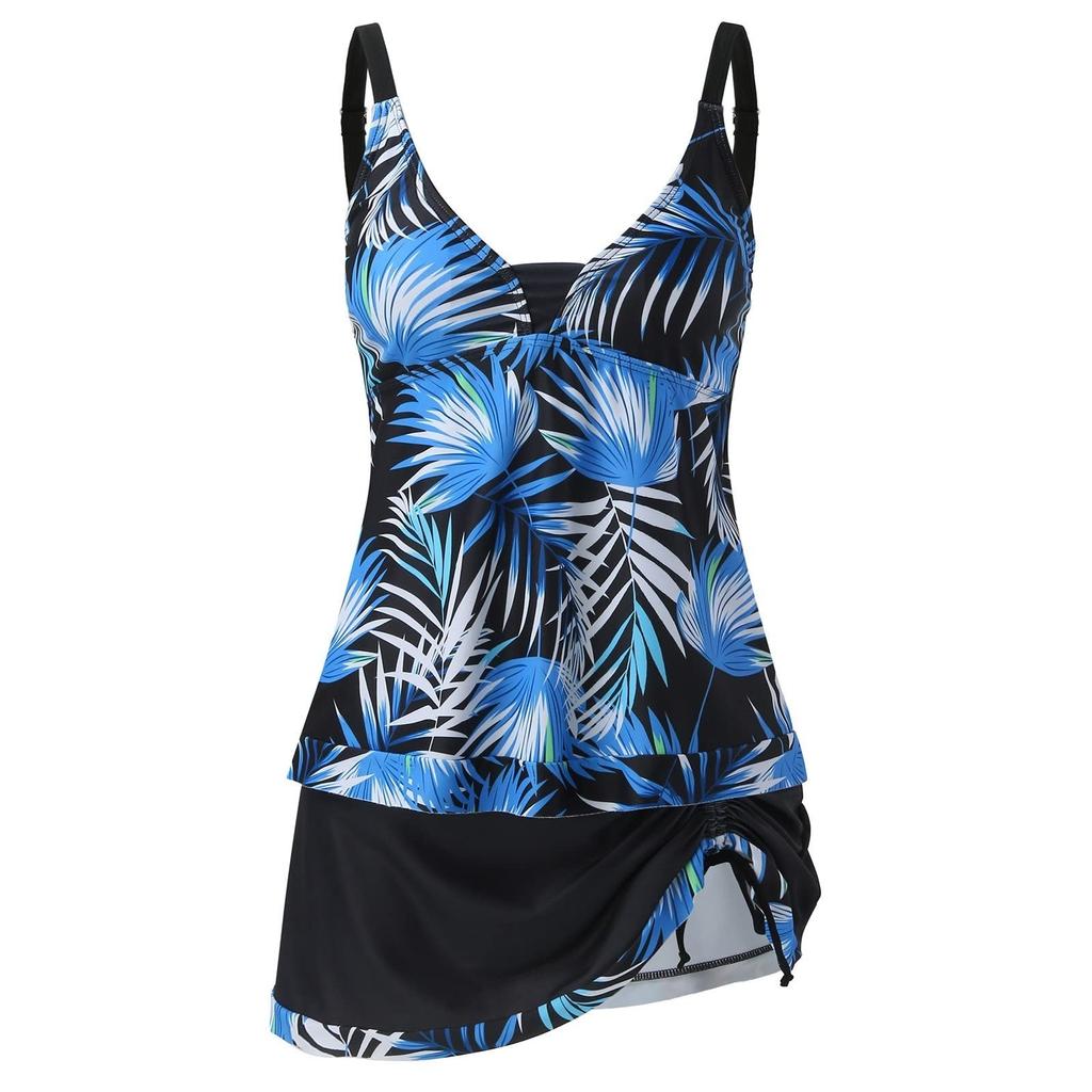 Женский купальник с принтом и разделенным плоским углом, большой купальник, купальный костюм