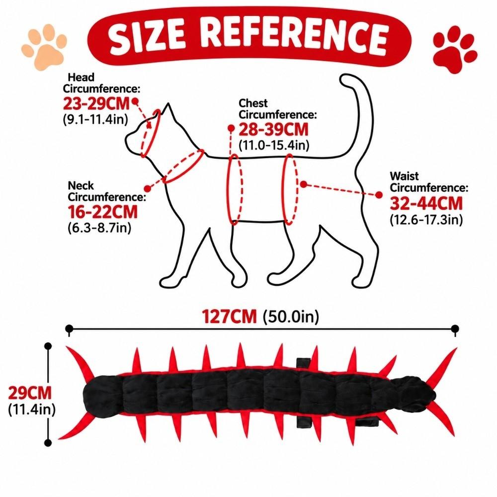 Lifelike Cat Centipede Costume Soft Fabric Pet Cosplay Clothes Cat Halloween Outfit Festival Party