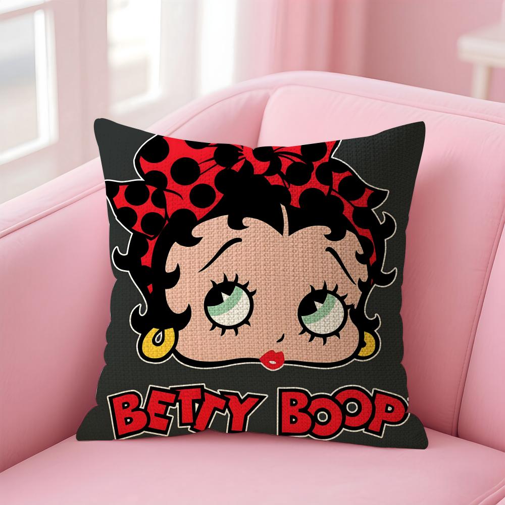 Мультяшная наволочка Betty Boop из натурального льна, двусторонняя печать, декоративная наволочка для дивана, декор для дома, подарок