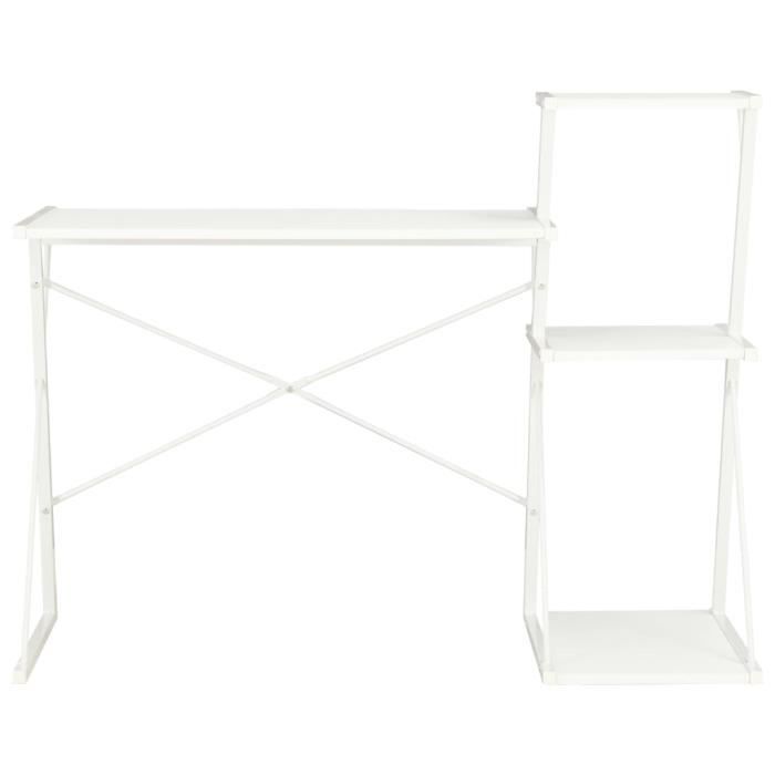 Bureau - VIDAXL - 20287 - Blanc - 116x50x93 cm - Avec étagère - Design contemporain