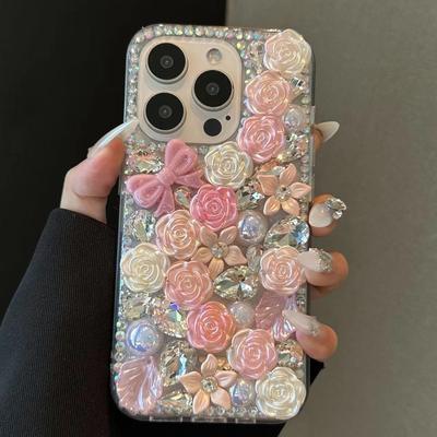 Чехол для iPhone со стразами и бантом для iPhone14Pro Max на 13 бабочек 12 жемчужин 11 стразов 16