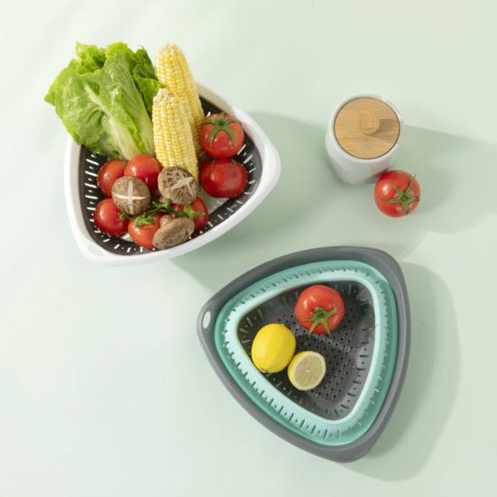 Складная корзина для слива с отверстиями для подвешивания Овощи Фрукты Паста Лапша Компактный кухонный дуршлаг