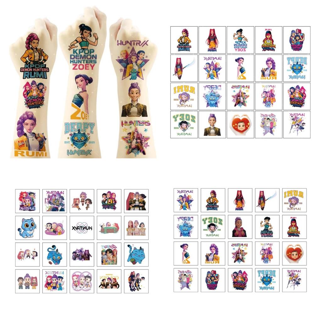 20PCS Rumi Kpop Temporary Tattoo Stickers Cute Cartoon Design Waterproof Funny Party Christmas Gift Ideas