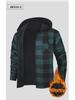 Plus Velvet Hooded Plaid Men's Long Sleeve Shirt - Large Size, Warm Casual Wear for Autumn/Winter 2025