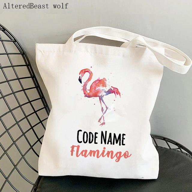 Женская сумка-шоппер Flamingo Art Level Of Flamingos in Gold Bag Harajuku Холщовая сумка-шоппер для девочек-тоут на плечо Женская сумка