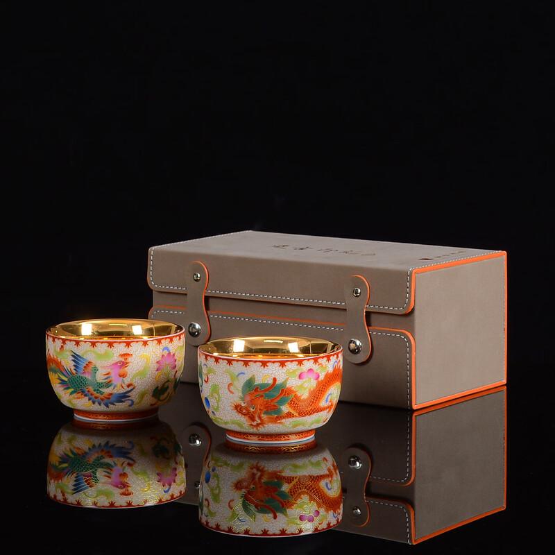 Chaxun Gilded Wood Dragon & Phoenix Personal Teacup