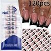 120 Pieces Nude Medium Duck Press On Nails Short Square French Tip Nails  Salon Use
