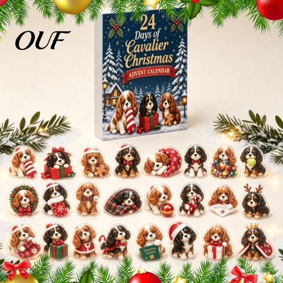 Countdown to Christmas 2026 Dog Advent Calendar, 24 2D Acrylic Puppy Ornaments Lover Gifts Cartoon Festive Pendants for Tree, Holiday Party Home Decor