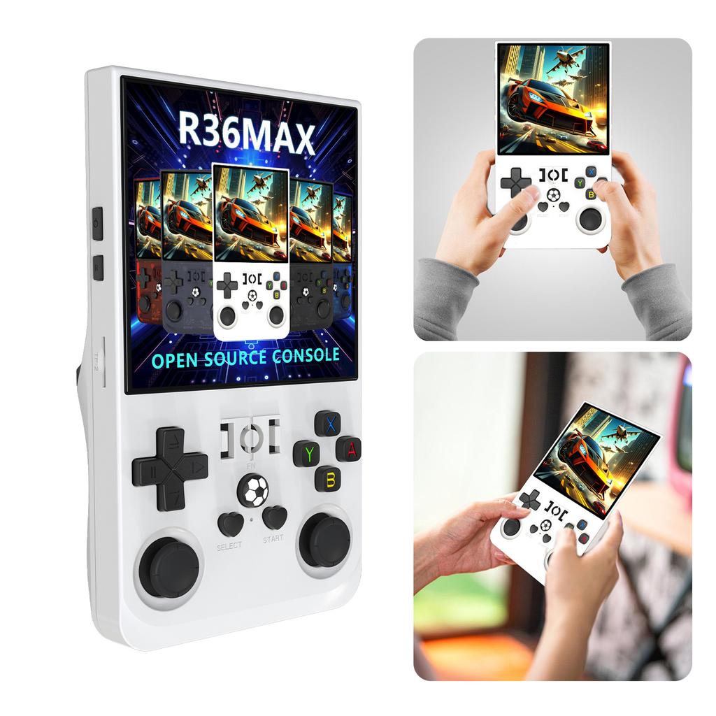 R36MAX 4-дюймовый IPS-экран Портативная игровая консоль 64 ГБ Видеоигровая консоль Аккумулятор 4000 мАч Перезаряжаемая консоль