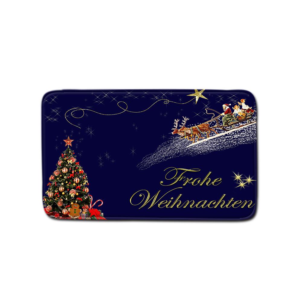 Christmas Shower Curtain Floor Mat Combination Four-Piece Set Bathroom Toilet Carpet Shower Room Mat Foot Mat