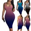 Женское платье-майка с градиентом, базовые клубные платья миди без рукавов, вечернее мини-платье