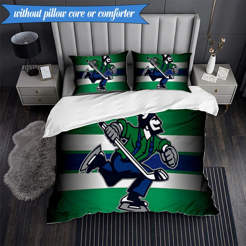 3PCS Vancouver Canucks Printed Bedding Set For Bedroom dormitory, Includes 1 Duvet Cover & 2 Pillowcases for All Seasons Home Decor Fan gifts