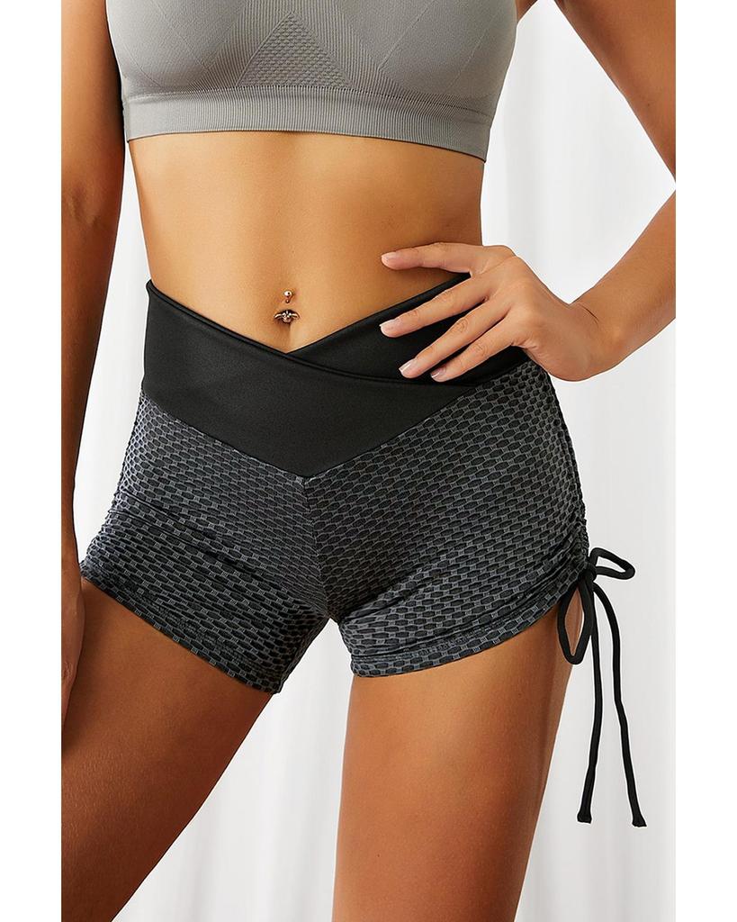 Azura Exchange Черные шорты с завязками по бокам, антицеллюлитные, с высокой талией, утягивающие ягодицы