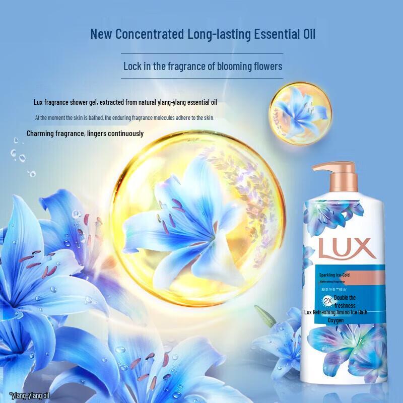 LUX Sparkling Ice Cool Refreshing Shower Gel (3x500g)