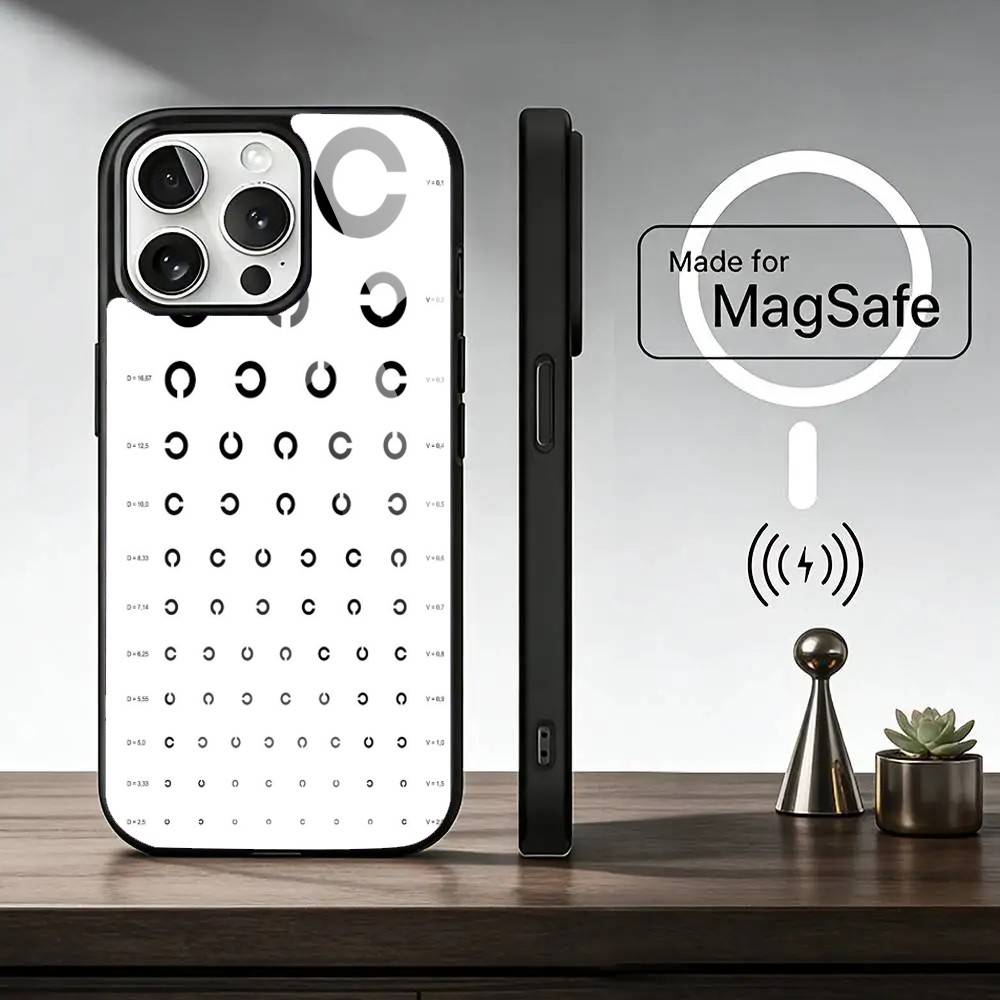 Eye chart Phone Case For iPhone17,16,15,14,13,12,11 Plus,Pro Magnetic with Magsafe Wireless Charging