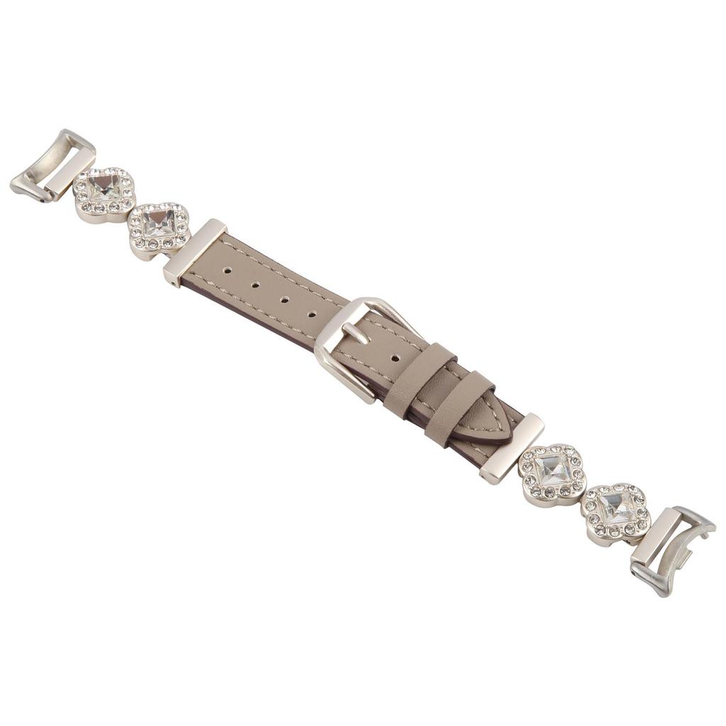 Watch Band for Xiaomi Smart Band 9 NFC/Band 9/Band 8 Rhinestone Decor Metal+Leather Strap