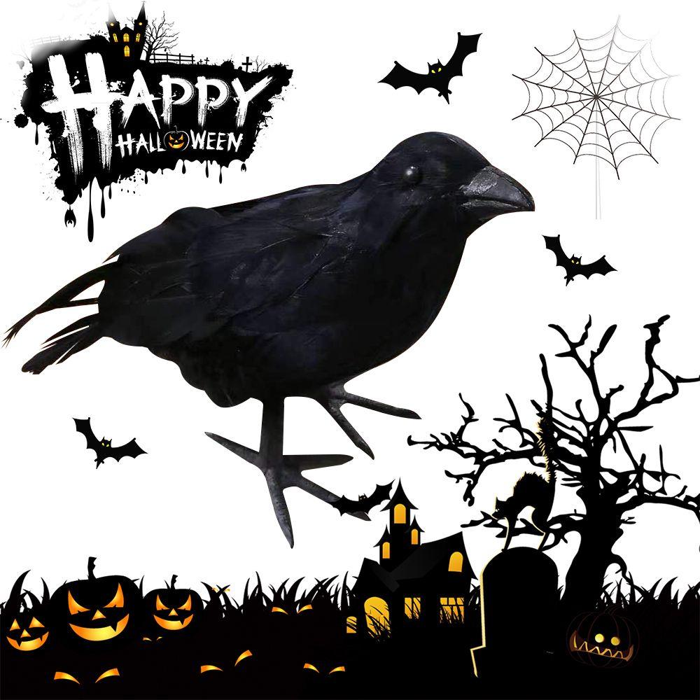 Model Party Event Supplies Artificial Crows Halloween Ornament Lifelike Black Bird Feathered Raven