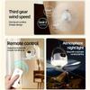 Rechargeable LED Smart Ceiling Fan Light with Remote Control 3-speed Wind Speed Portable Hanging Camping Environment Ceiling Fan