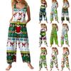 Women's Fashion Christmas  Print Casual Retro Sleeveless Button Jumpsuit