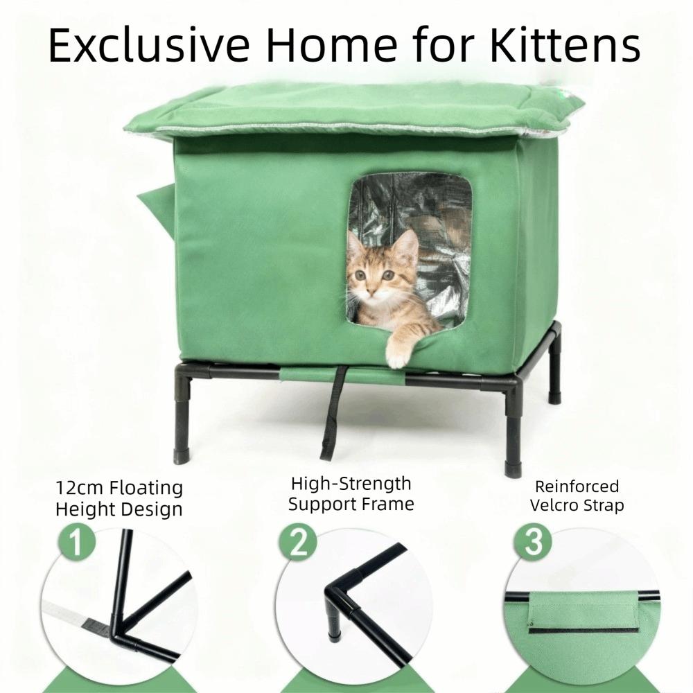 Warm Outdoor Cat Tent Folding Insulated Cat House Pet Hideaway Pet Elevated Bed Cat Kennel