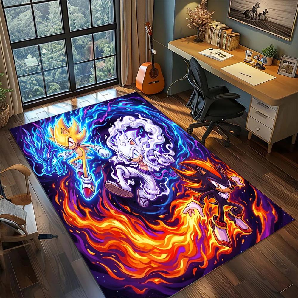 Hedgehog Sonic Floor Mat Rug Carpet Non Slip Large Area Washable Home Decor Bedroom Gamer Room.-TING