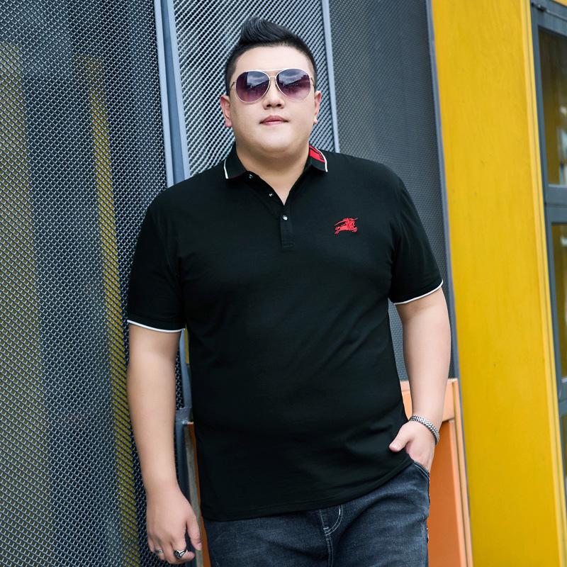 Tide Fat Men's Summer Fat Plus Size Short-sleeved Polo Shirt Business Casual Half-sleeved Body Shirt Middle-aged Bottoming Shirt