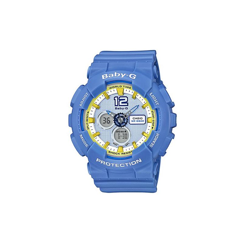 Casio CASIO BABY-G Серия 'Тема' Большой циферблат Двойной дисплей Многофункциональный Кварцевый механизм Ремешок из смолы Японские и Корейские Часы Женские Часы BA-120-2B