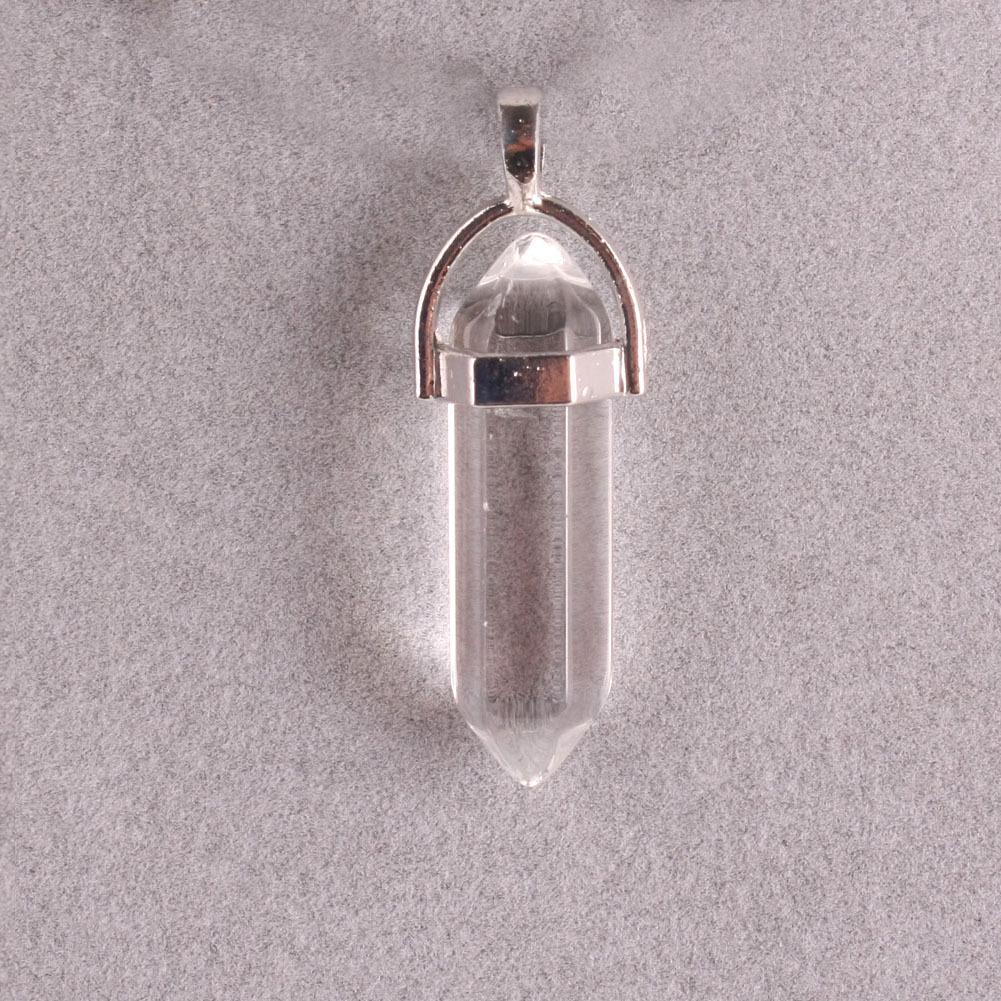 Hexagonal Agate Bullet Quartz Crystal Pendant Necklace