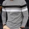 2025 Autumn/Winter Fashion Men's Long Sleeve Round Neck Splicing T-shirt Business Anti Wrinkle Street Wear Casual Top