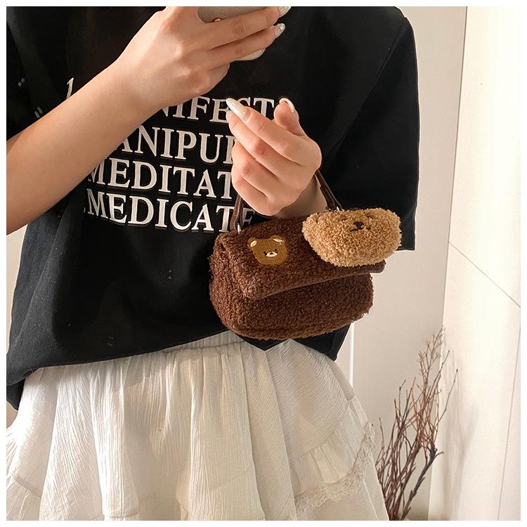 Женская ретро плюшевая сумка-тоут через плечо 2025 - Модная маленькая сумочка для работы и повседневной одежды