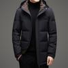 Зимняя новая куртка-пуховик для мужчин средней длины с капюшоном, утепленная повседневная куртка-пуховик для людей среднего возраста