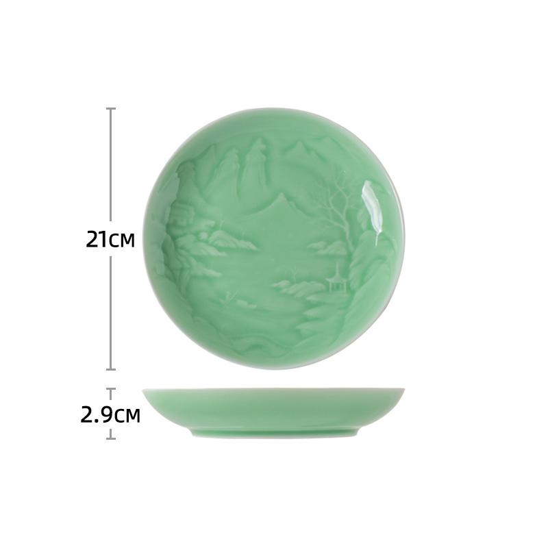 Креативная рельефная однотонная керамическая тарелка, изысканные обеденные тарелки в китайском стиле, круглая салатная тарелка для элитного ресторана отеля
