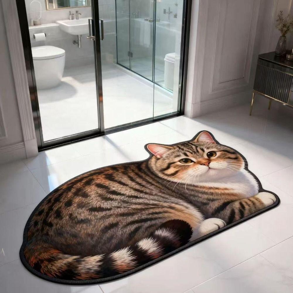 Super Absorbent Cute Cat Diatom Floor Mat Bedroom Door Small Rug Living Room Tea Table Bedside